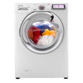 Hoover washing machine with colourful washing inside
