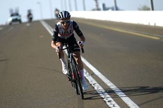 JEBEL HAFEET UNITED ARAB EMIRATES FEBRUARY 26 Adam Yates of United Kingdom and UAE Team Emirates attacks to win the 5th UAE Tour 2023 Stage 7 a 153km stage from Hazza Bin Zayed Stadium to Jebel Hafeet 1029m UAETour UCIWT on February 26 2023 in Jebel Hafeet United Arab Emirates Photo by Dario BelingheriGetty Images