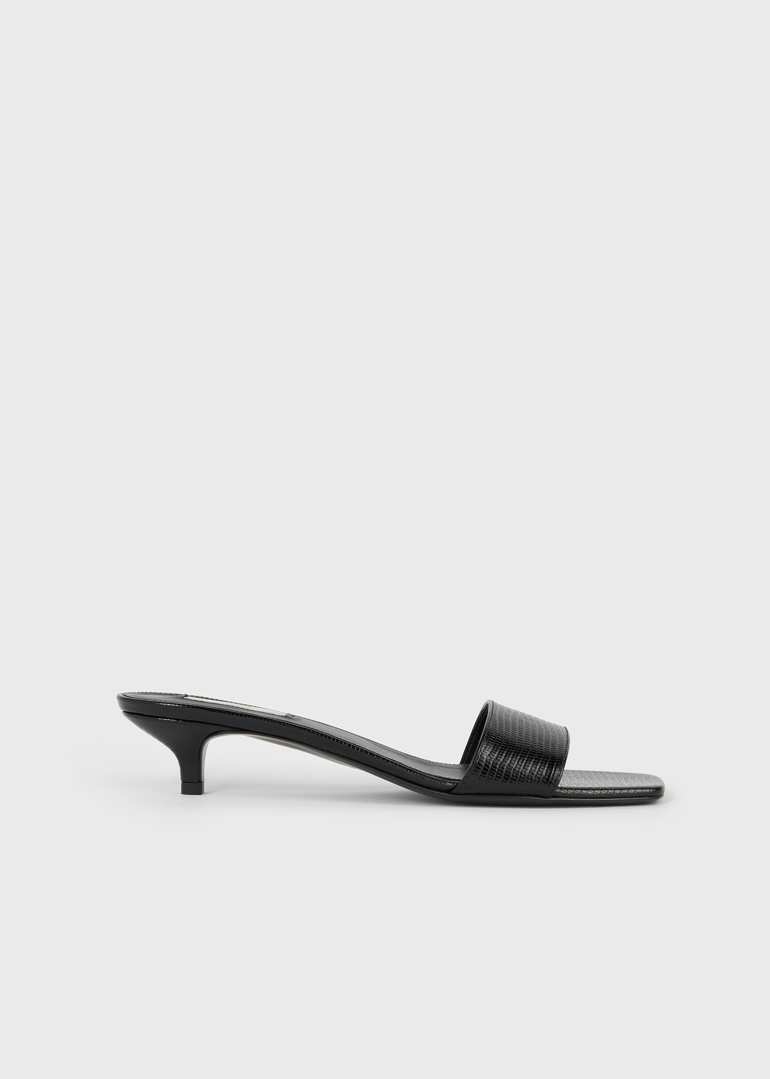 Slim Lizard-Embossed Bandeau Mules Black - 35