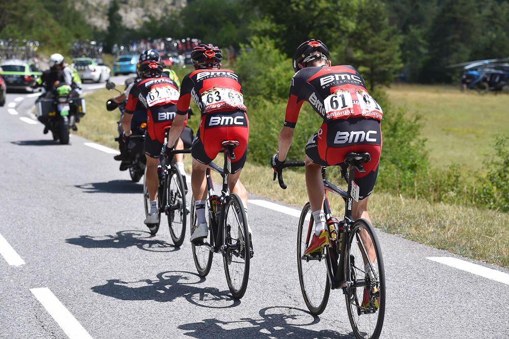 Tejay van Garderen (BMC) struggles during stage 17.