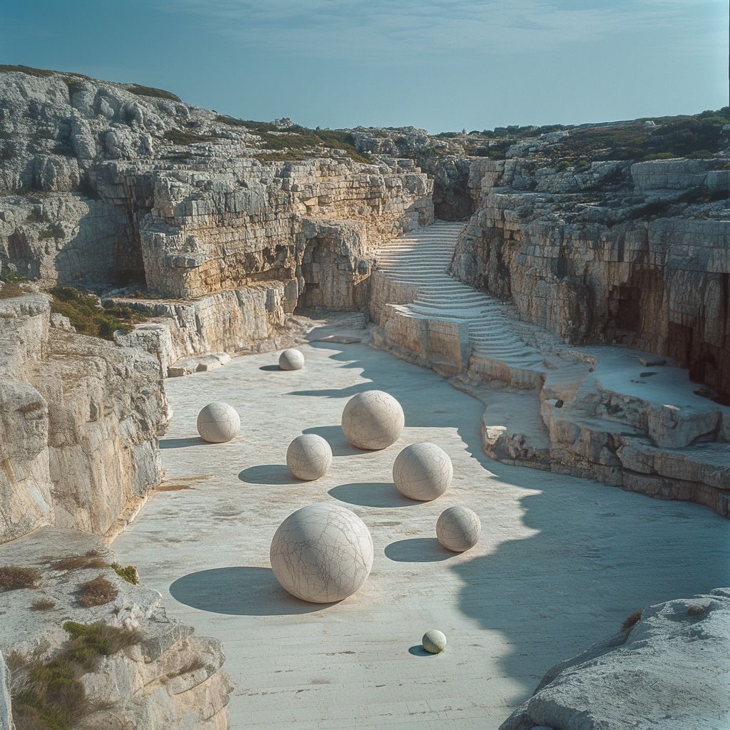 Stone spheres in quarry
