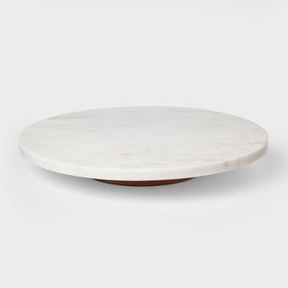 White and wood lazy Susan from Target