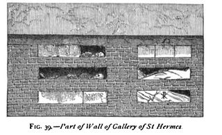 wall of a roman catacomb named after st. hermes