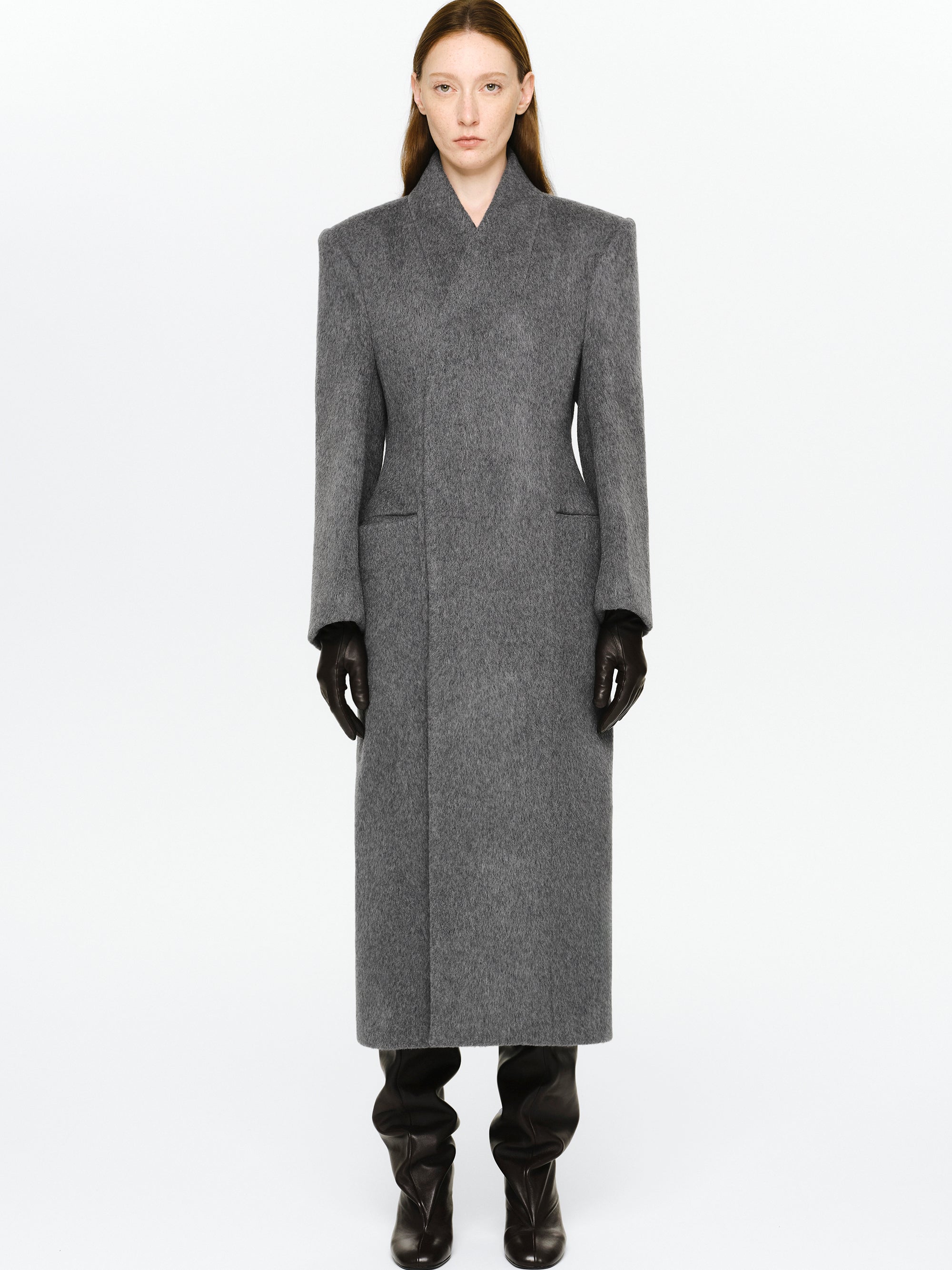 Corrin Wrap Coat, Charcoal