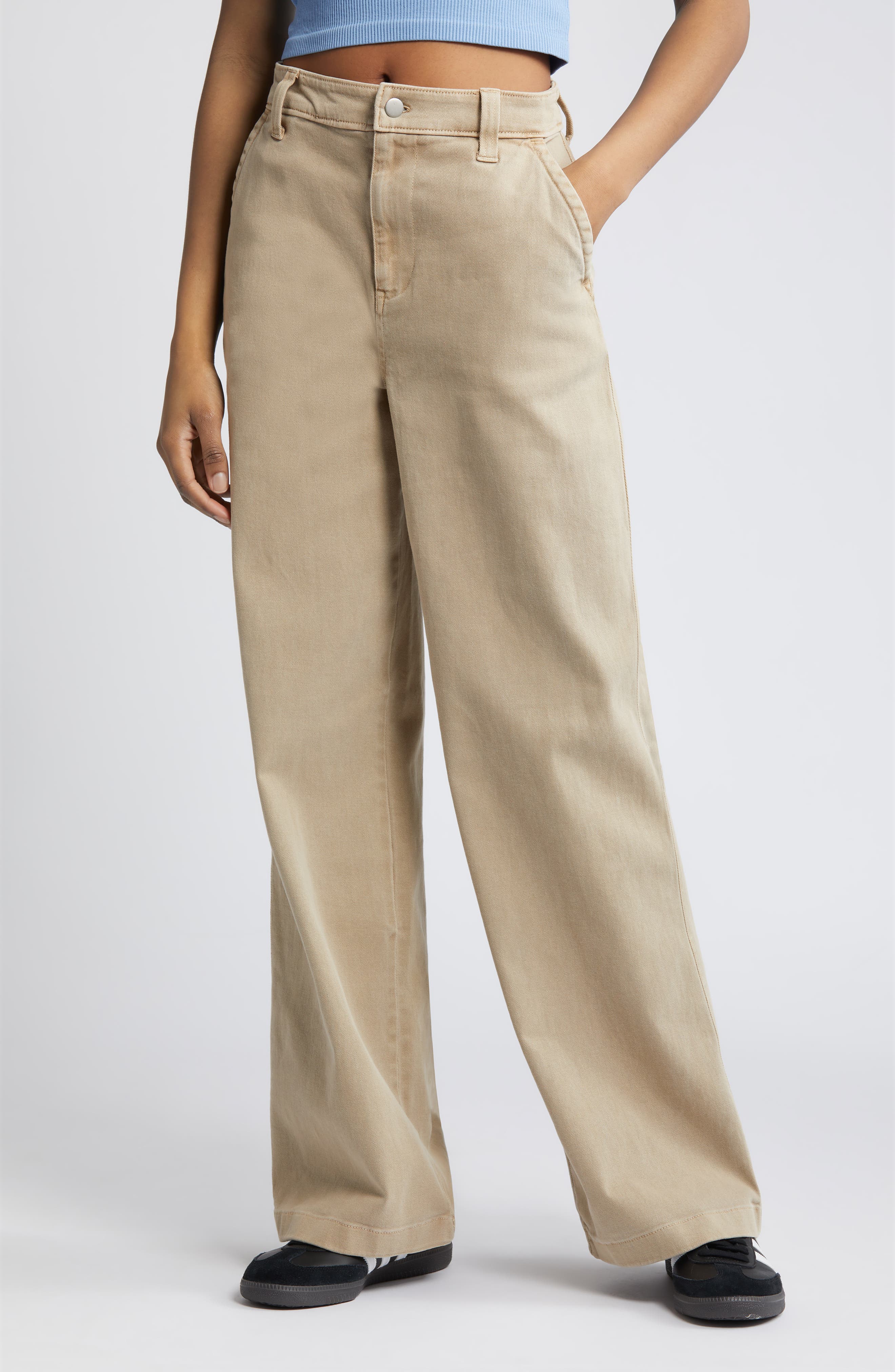 BP., High Waist Wide Leg Twill Pants