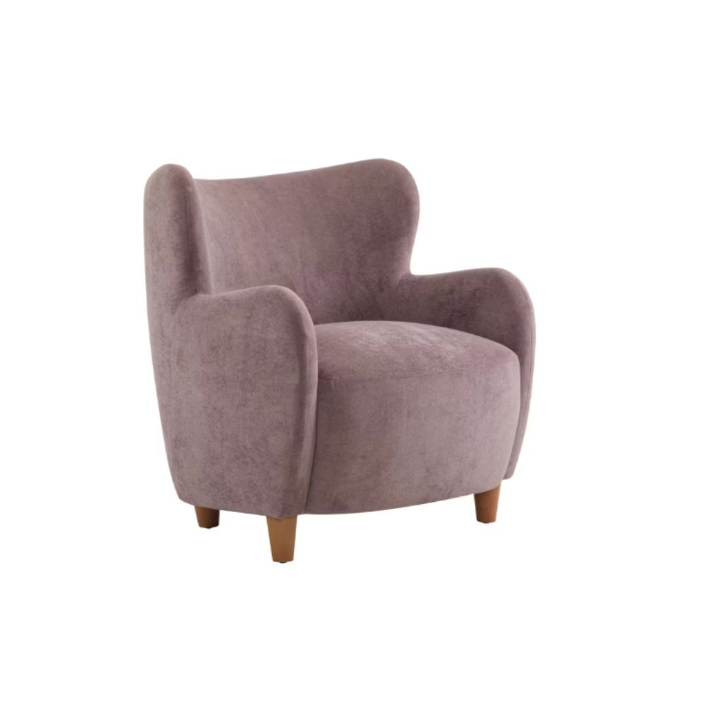 Mauve velvet wingback chair