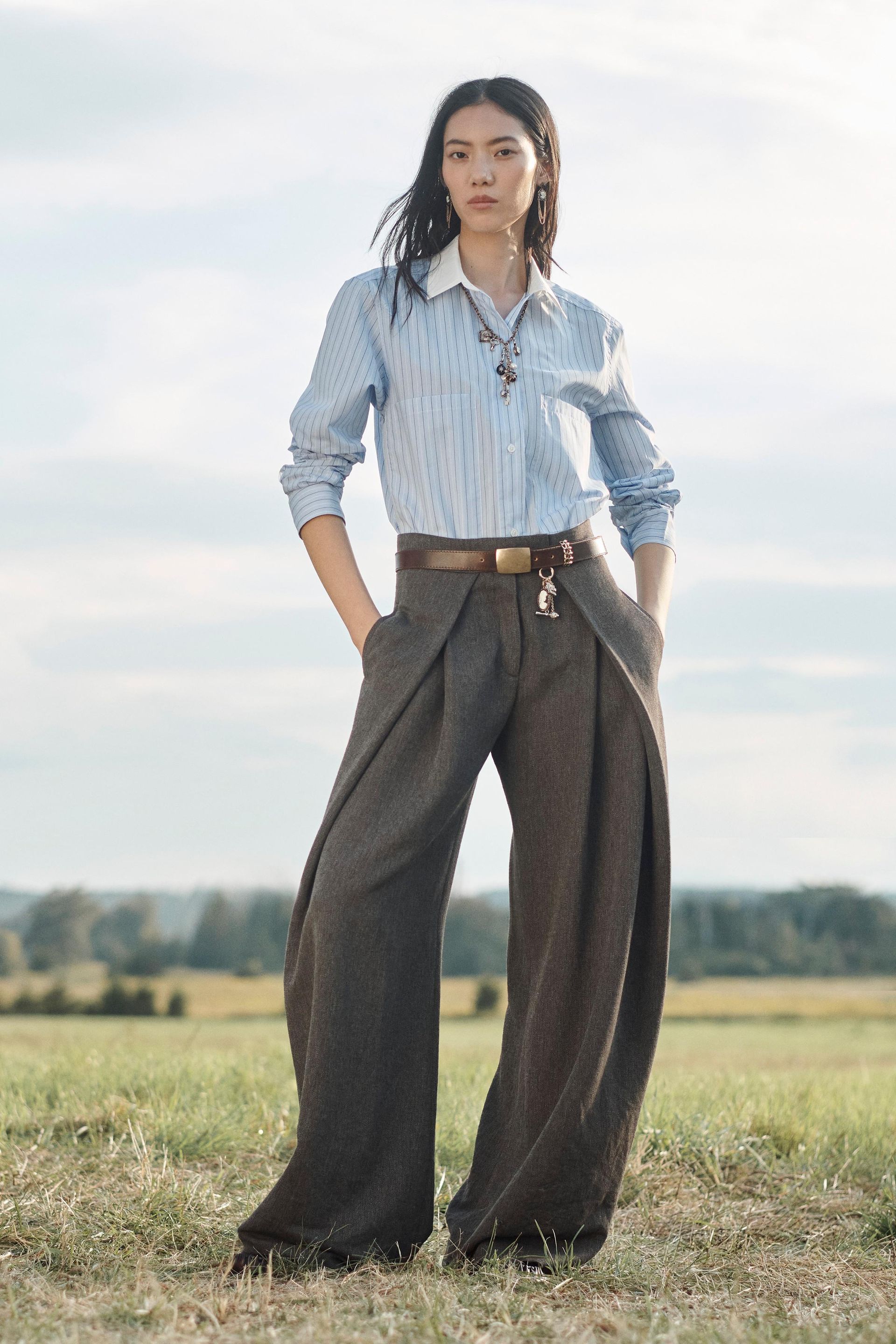 Limited Edition Wool Blend Volume Pleated Pants