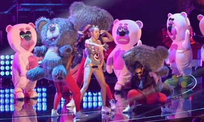 Miley Cyrus and a bunch of giant bears at the MTV Video Music Awards in New York City. Yes, this happened.
