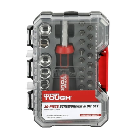 Hyper Tough 30 Piece Screwdriver and Bit Set in Click Fit&amp;trade; Case