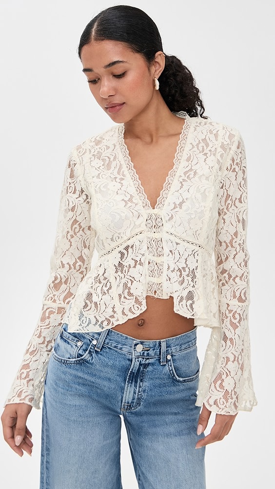 Free People Whispering Love Lace Top