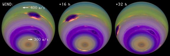Different images emphasize the features on Neptune. By tracking features such as the Great Dark Spot and South Polar Feature, astronomers were able to refine measurements of the length of Neptune's day.