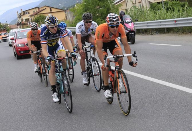 The early seven-man break in action during stage 4.