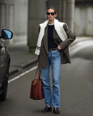 jeans styled with a blazer