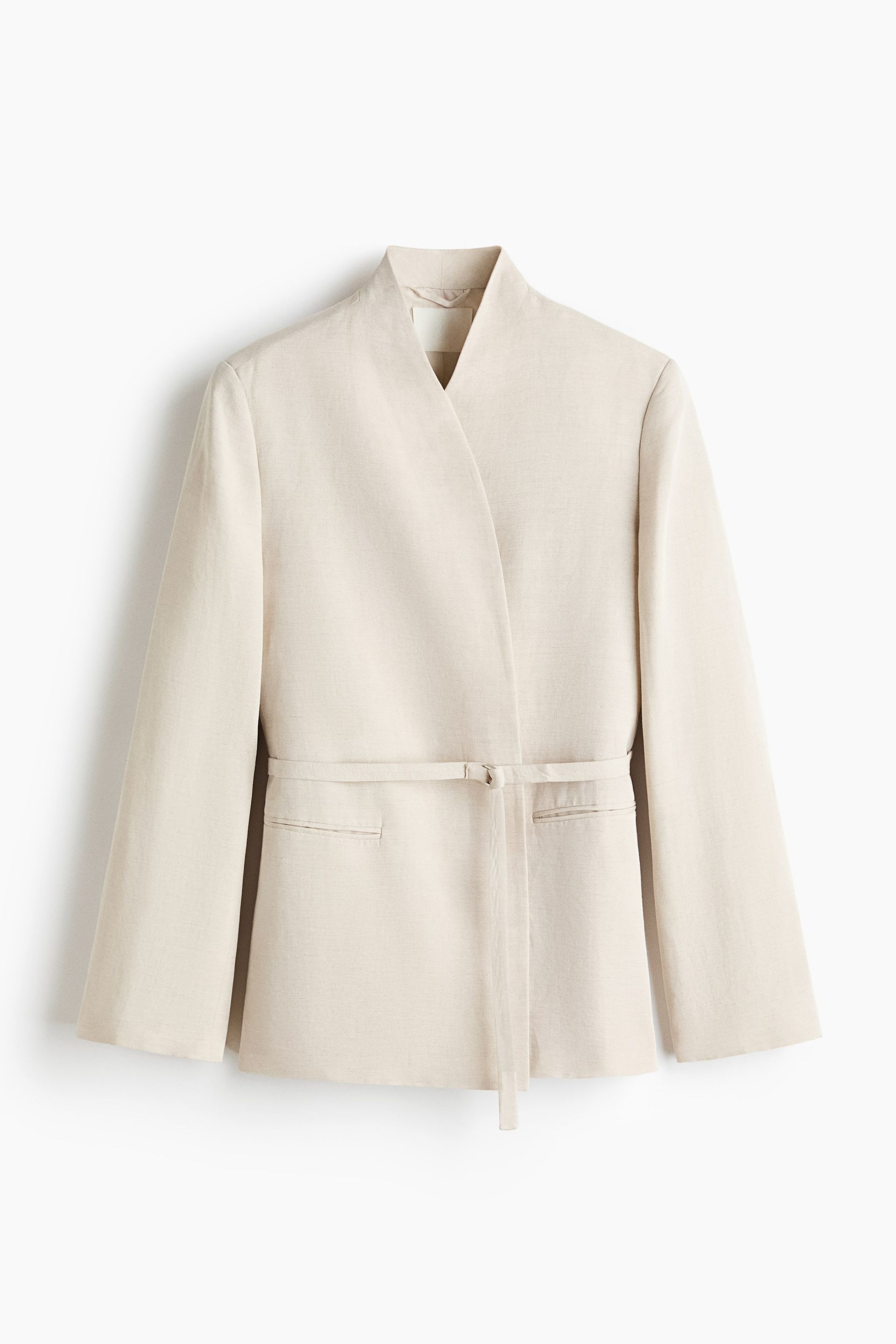 Belted Linen-Blend Blazer