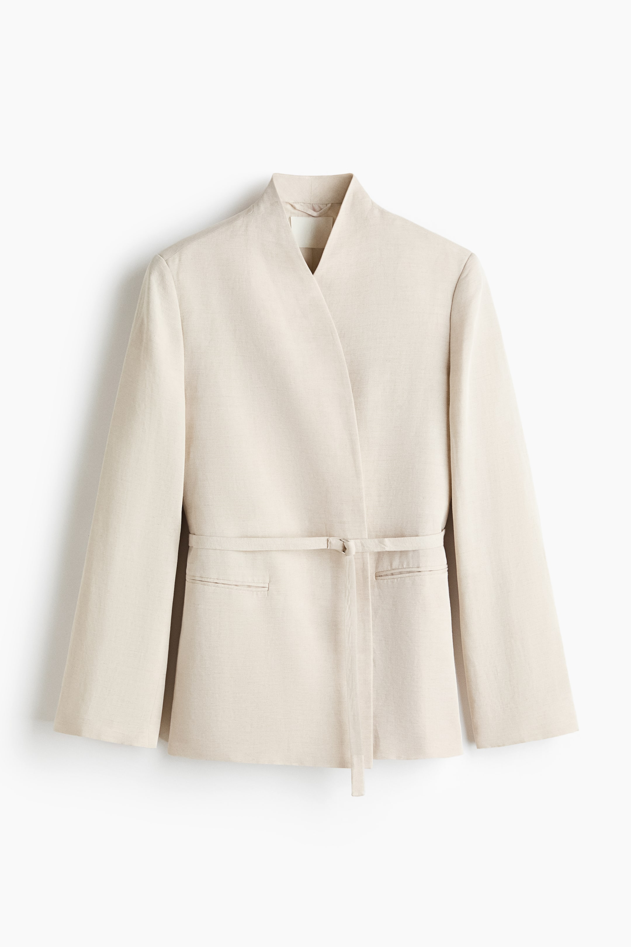 Belted Linen-Blend Blazer