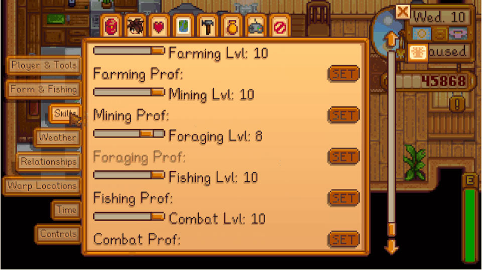 Stardew Valley mod - Cheat Menu