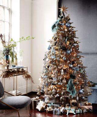 Christmas tree in silvers and blues