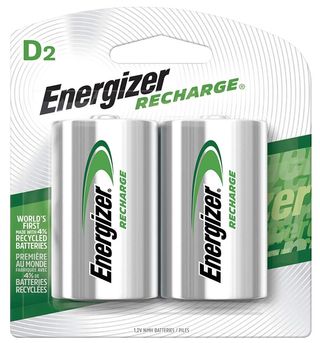 A 2-pack of Energizer rechargeable batteries 