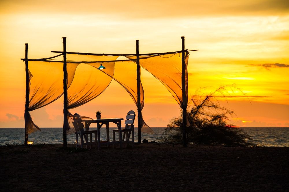 romantic dinner at sunset