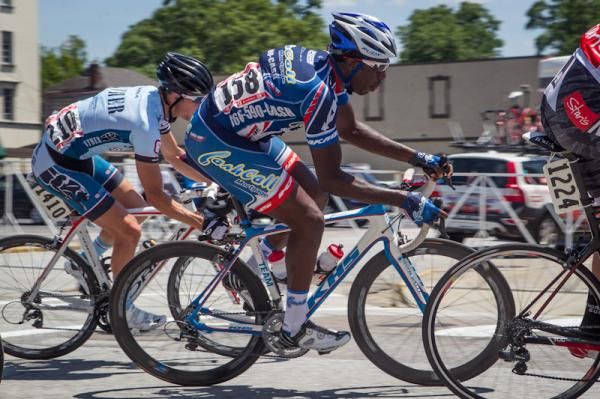 Justin Williams (Cash Call) riding in the bunch before his second place finish