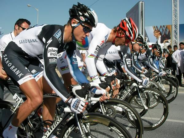 World champion Fabian Cancellara leads off for Saxo Bank.
