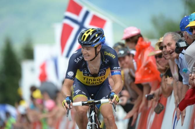 Nicolas Roche (Saxo-Tinkoff) at the finish in Ax 3 Domaines