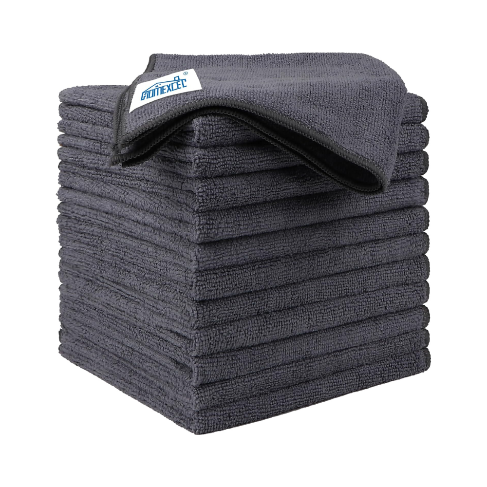 Stack of dark grey microfibre cloths