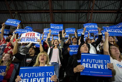Sen. Bernie Sanders supporters at a rally