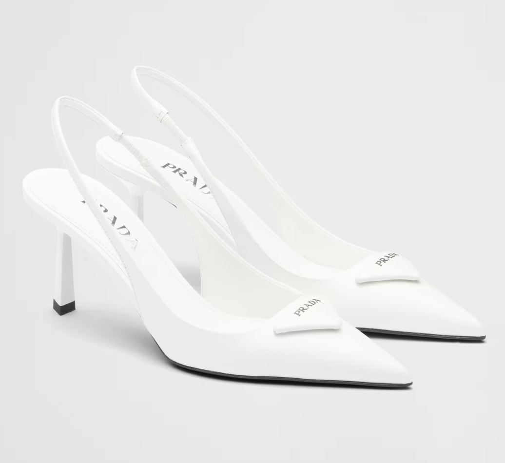 Prada, Brushed Leather Slingback Pumps