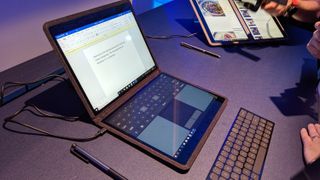 Intel Twin River Dual-Screen concept laptop (Credit: Tom's Hardware)