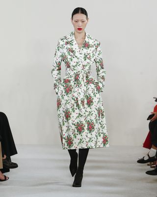 Model on runway wearing Carolina Herrera at New York Fashion Week S/S 2023