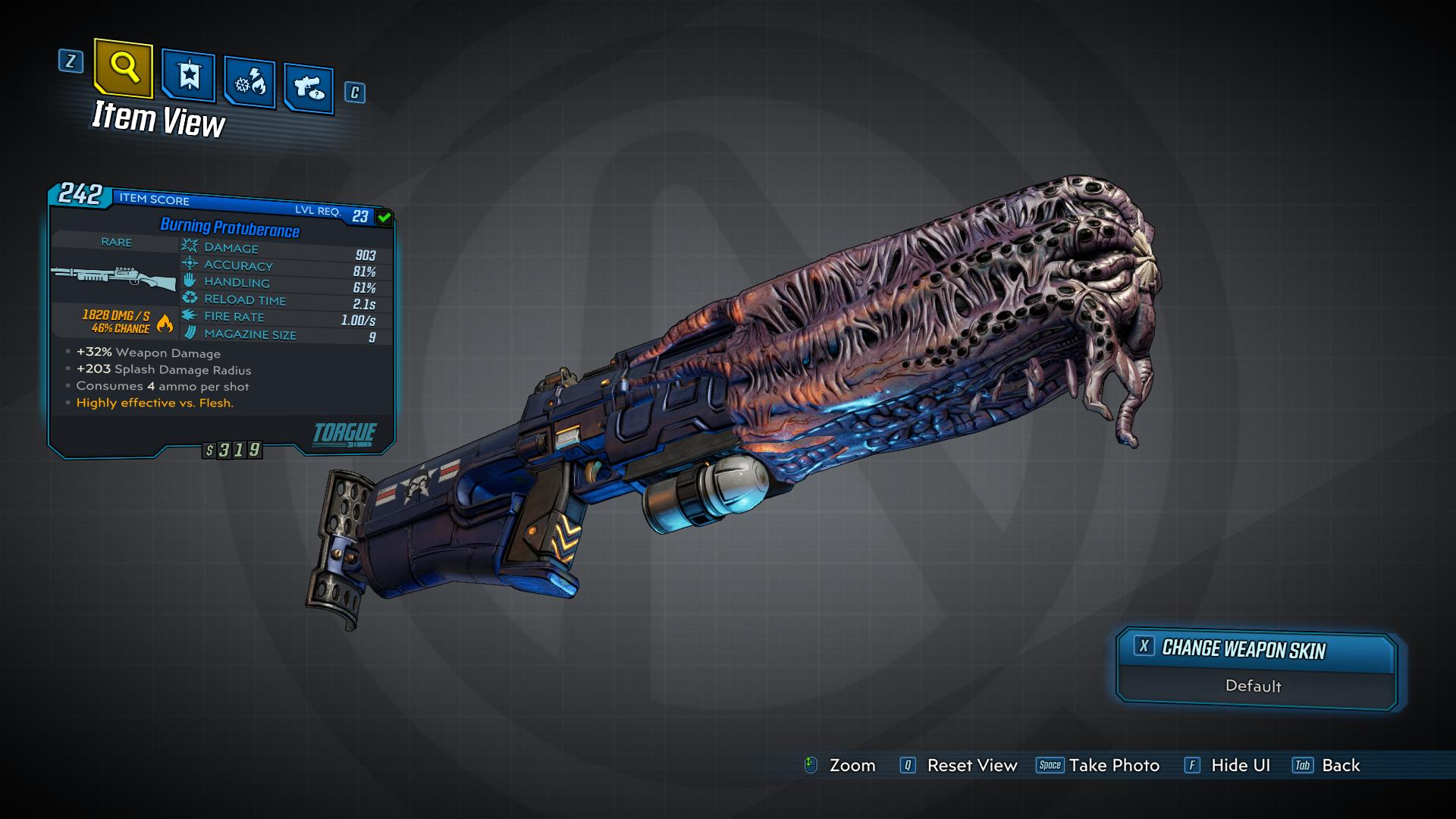 A weirdly organic shotgun from Borderlands 3