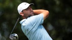 Scottie Scheffler takes a shot during the Travelers Championship