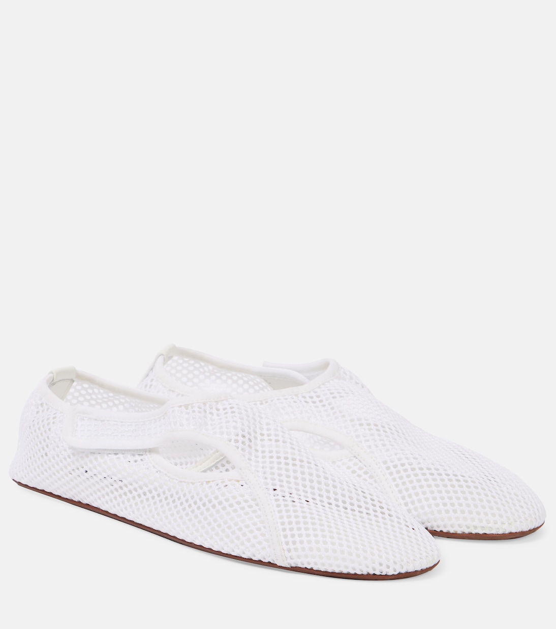 Flex Leather-Trimmed Mesh Ballet Flats