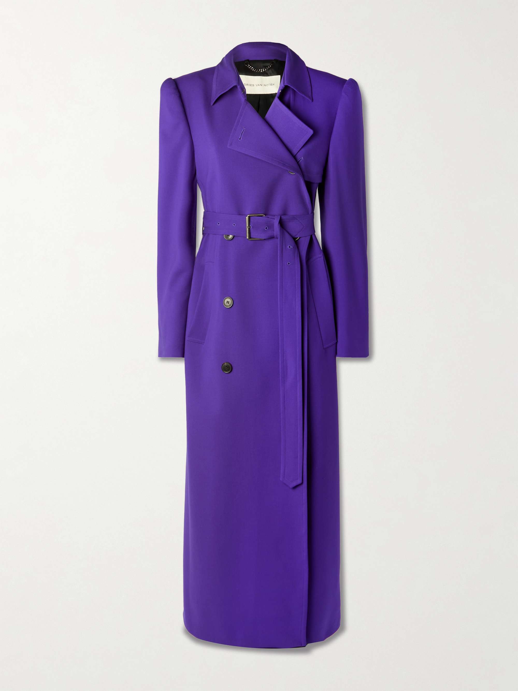 Double-Breasted Belted Wool-Blend Coat