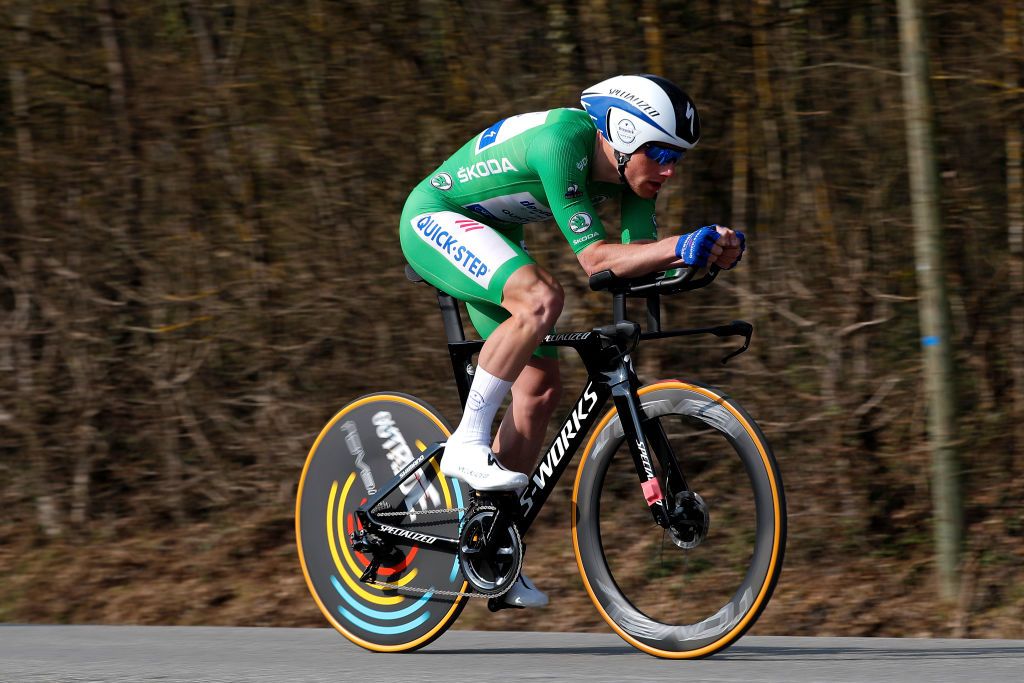 GIEN FRANCE MARCH 09 Sam Bennett of Ireland and Team Deceuninck QuickStep Green Sprint Jersey during the 79th Paris Nice 2021 Stage 3 a 144km Individual Time Trial stage from Gien to Gien 147m ITT ParisNice on March 09 2021 in Gien France Photo by Bas CzerwinskiGetty Images