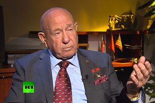 Video still showing former Soviet cosmonaut Alexei Leonov, the first man to walk in space, during his interview with the RT television network.