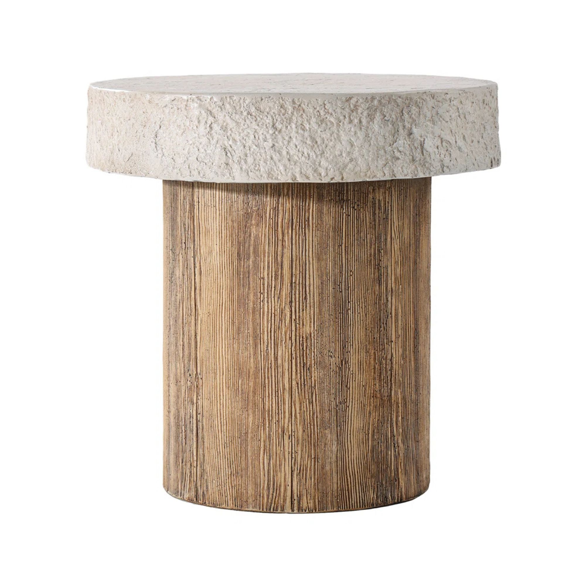 Stone and wood outdoor table