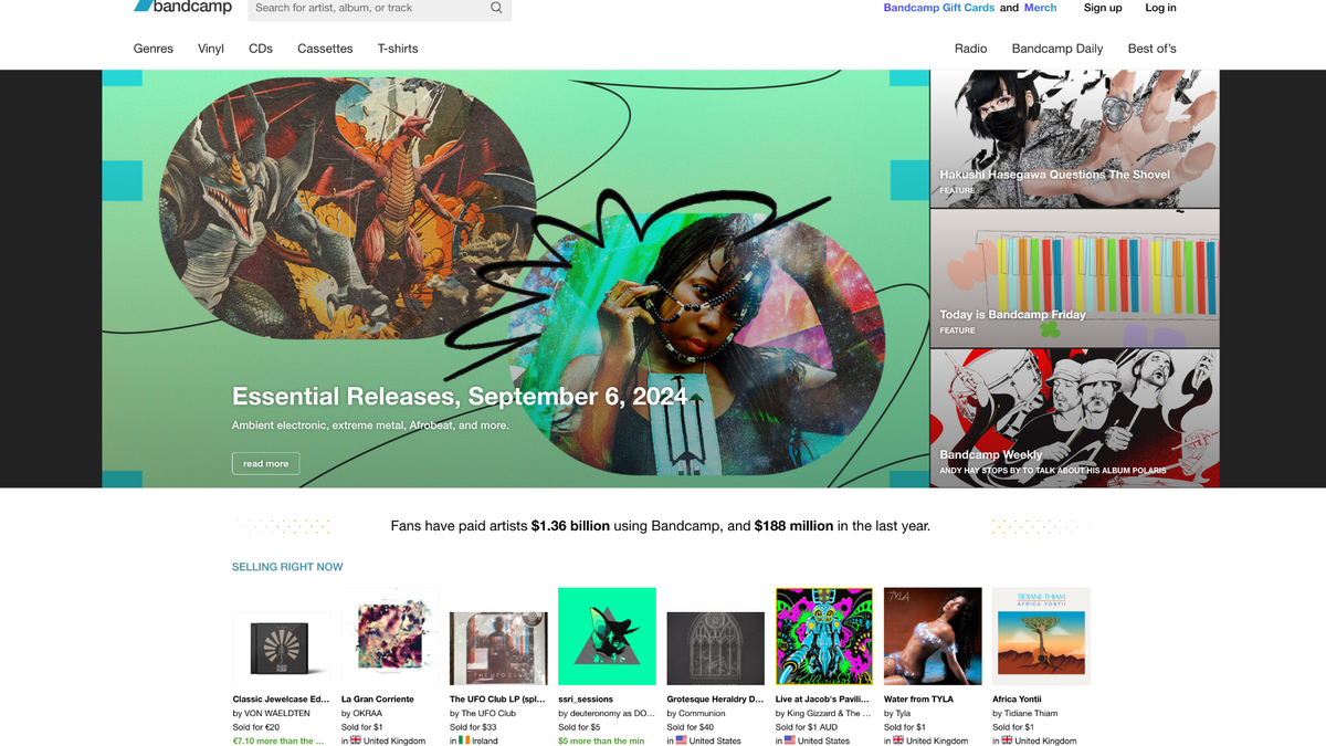 Bandcamp Fridays website homepage