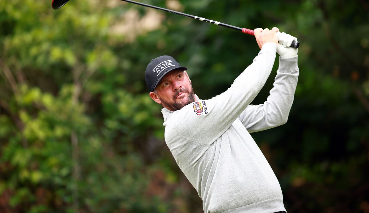 Michael Block hits a driver off the tee