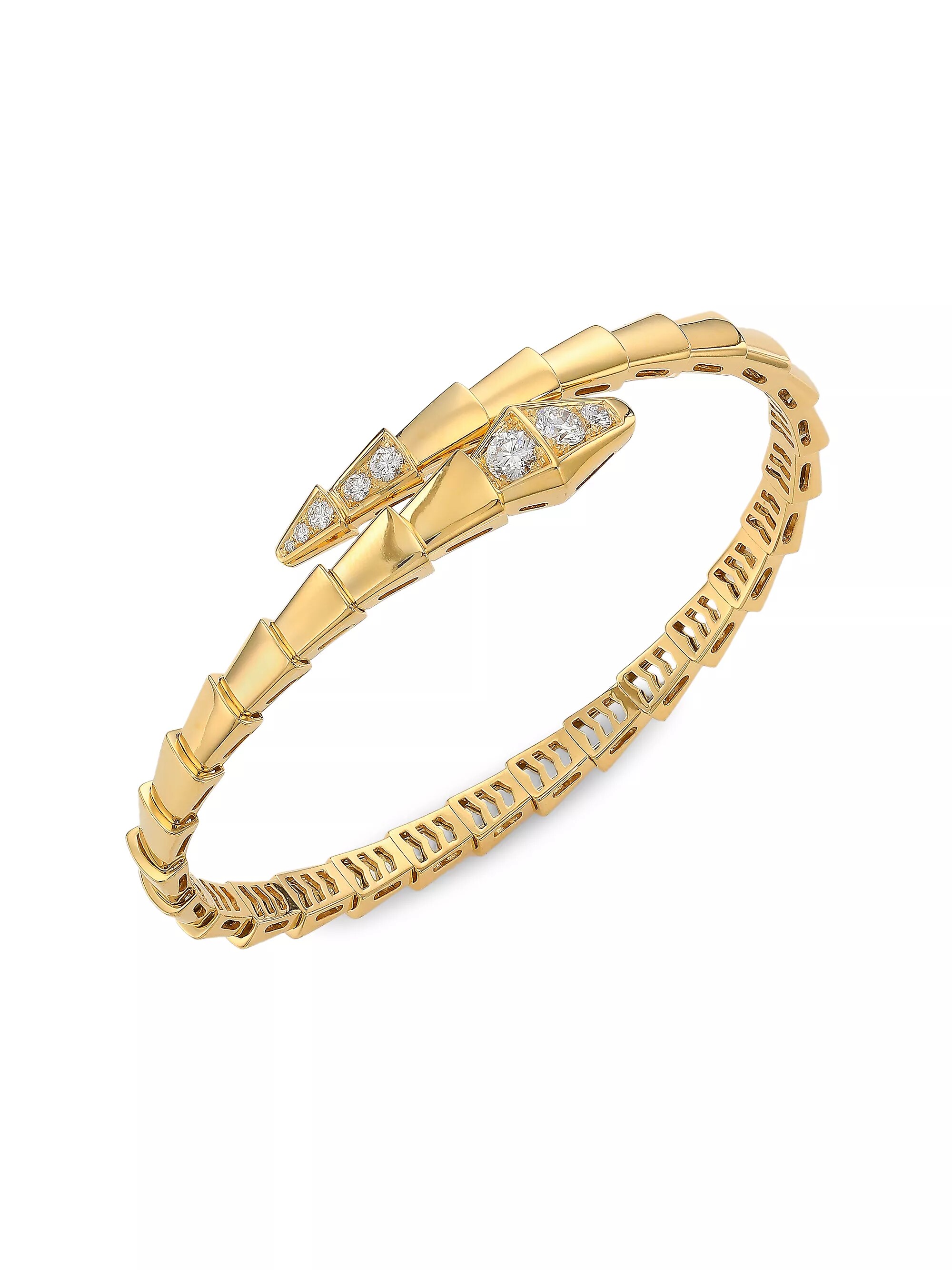 Serpenti Viper 18k Yellow Gold & Diamond Bangle Bracelet