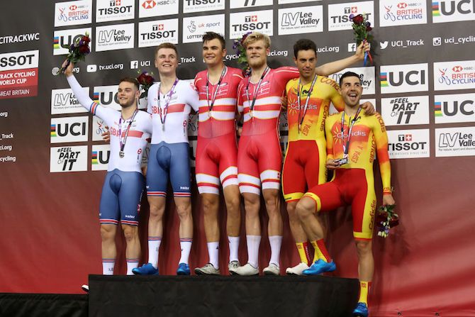 Fred Wright and Matt Walls finished second at the 2018 Track World Cup in London