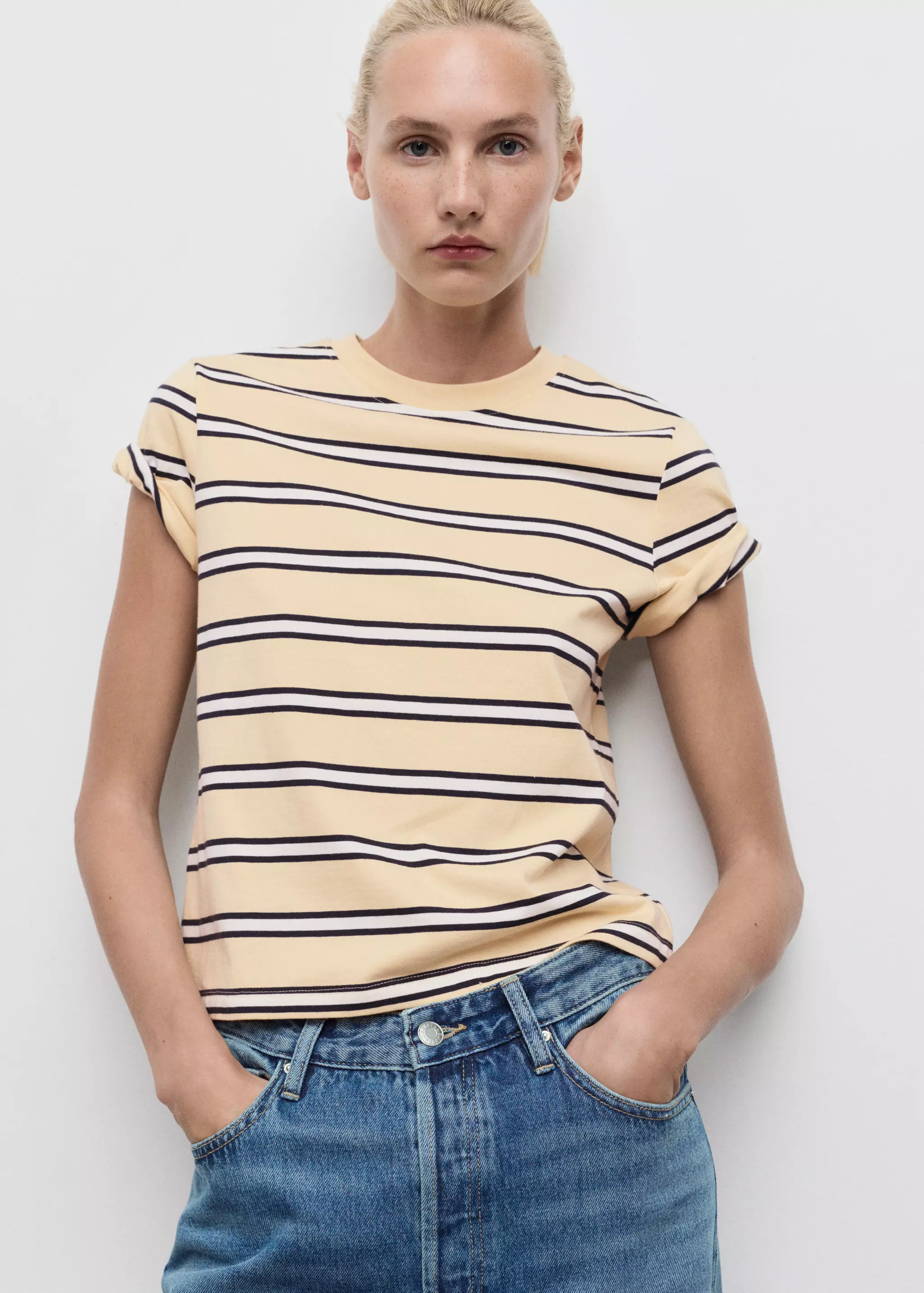 Striped Cotton T-Shirt - Women | Mango Usa