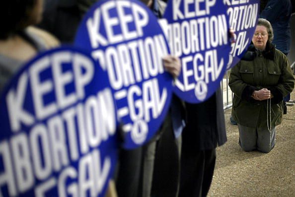 Pro- and anti-choice protesters.