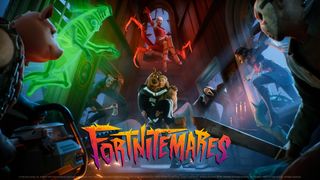 Fortnitemares key art showing Scooby Doo, Doja Cat, Jason, Ghostface, and Jonesy