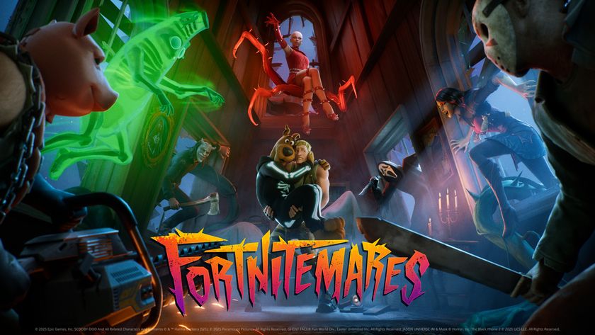 Fortnitemares key art showing Scooby Doo, Doja Cat, Jason, Ghostface, and Jonesy