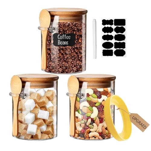 Glass Jars With Airtight Lid and Spoon,glass Food Storage Jars Containers,overnight Oats Containers With Lids,decorative Home Kitchen Jars for Spice Bath Salt Tea Coffee Sugar Canisters 530ml