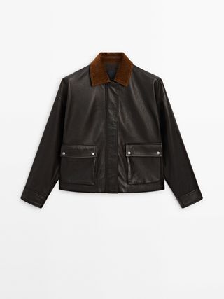 Nappa Leather Jacket With Corduroy Collar