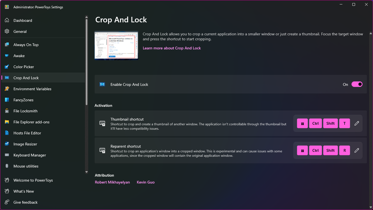 How to crop and app window with PowerToys Crop And Lock