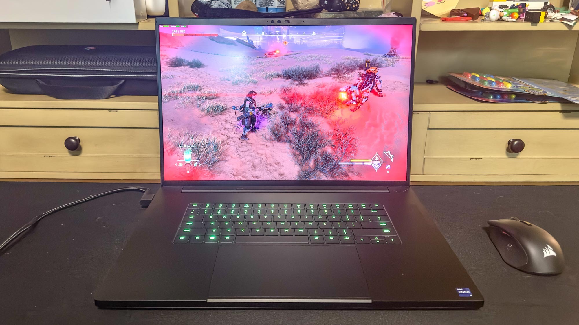 Razer Blade 18 running Horizon from the front